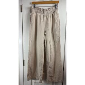 Express Women's Beige Super High Rise Wide Leg Linen Blend Pants Size S Small